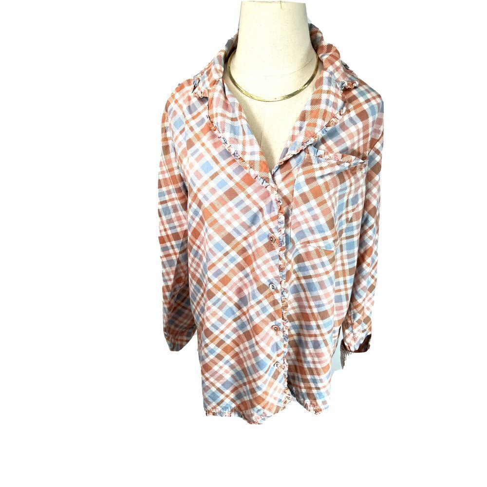 Soft Surroundings Flannel Plaid Pajamas 2 piece PJ Set Plaid Medium Top Pants - Picture 6 of 14